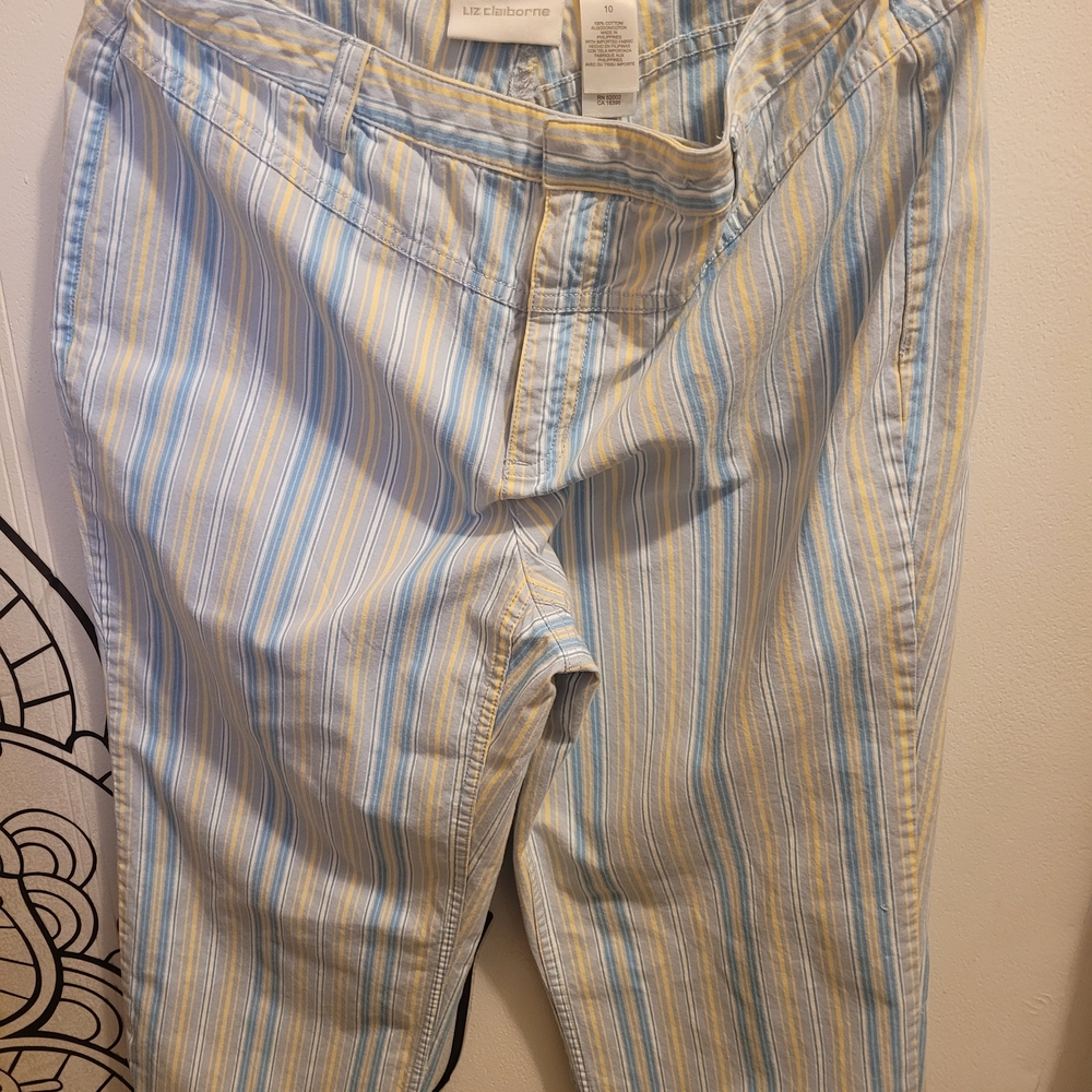 Liz Claiborne Blue and Yellow Striped Trousers